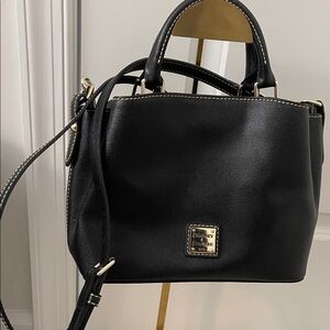 Dooney & Bourke Black Satchel with Gold Accents